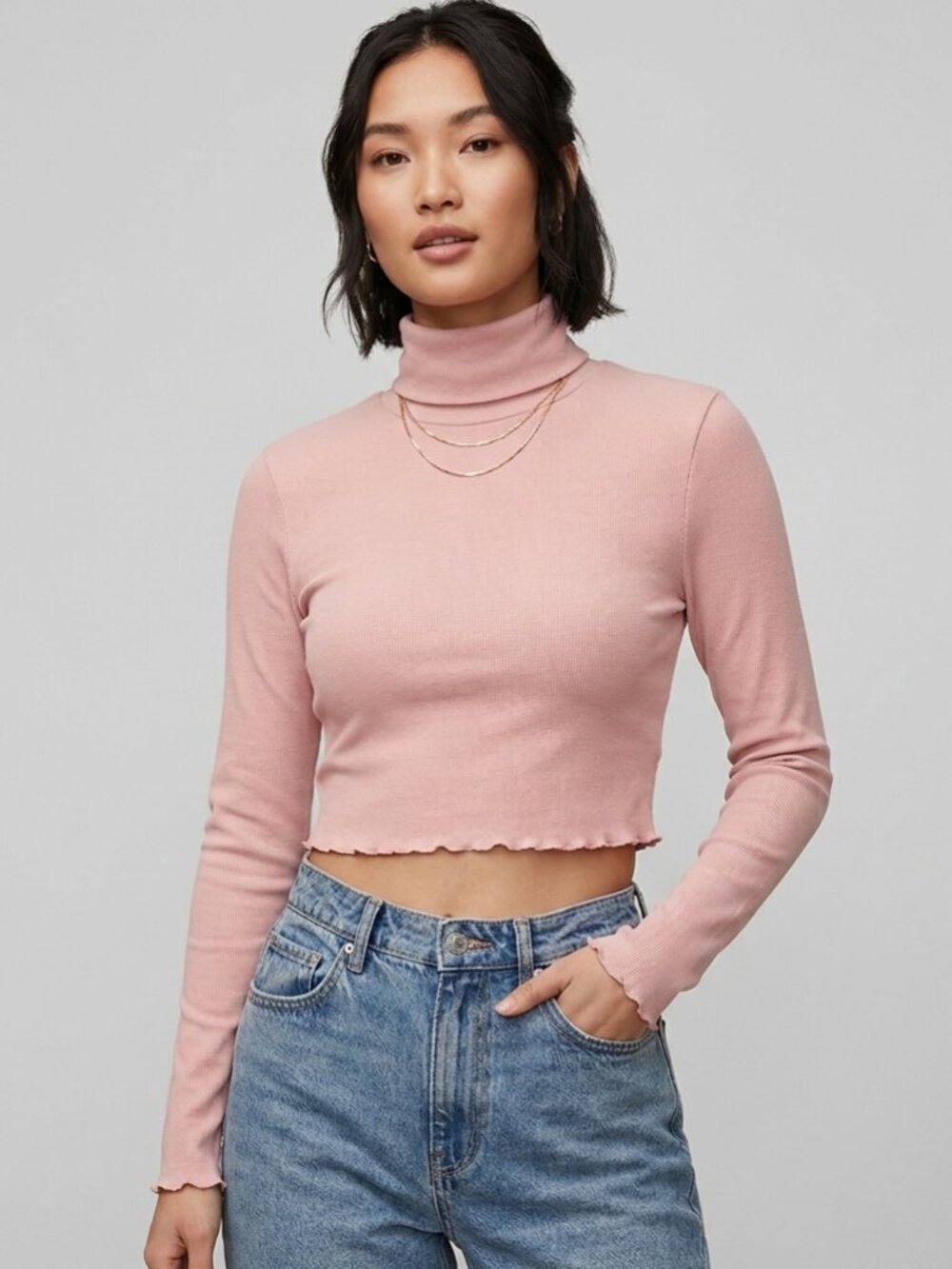 Romwe Crop Turtleneck Top